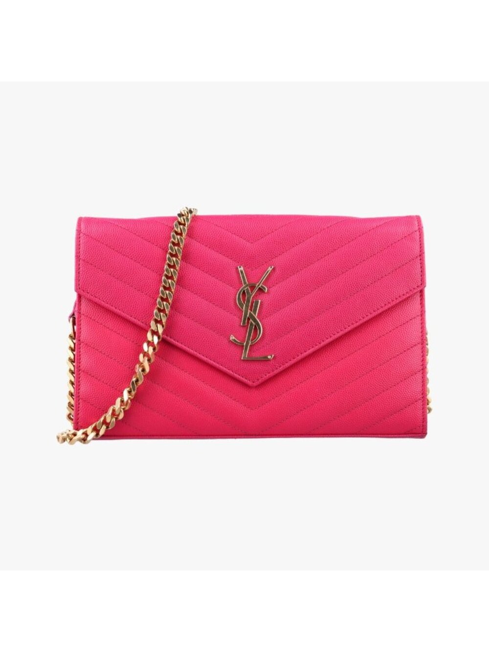 Saint Laurent Monogram Rose Red Leather Shoulder Bag